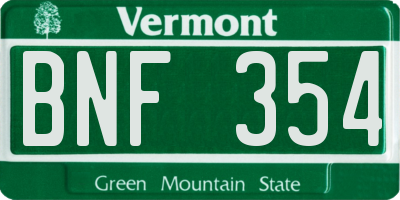 VT license plate BNF354
