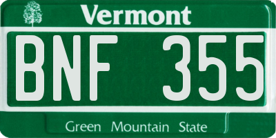 VT license plate BNF355