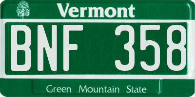 VT license plate BNF358