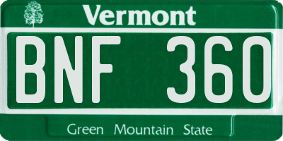 VT license plate BNF360
