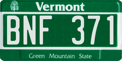 VT license plate BNF371