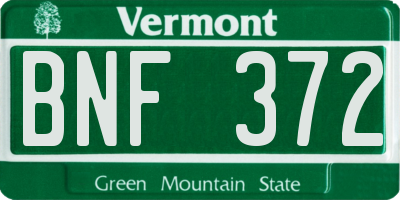 VT license plate BNF372