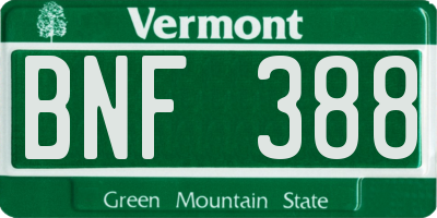 VT license plate BNF388