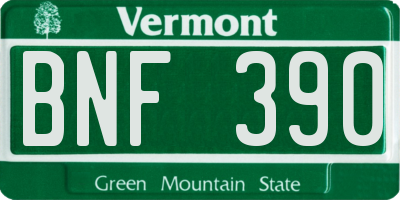 VT license plate BNF390