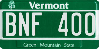 VT license plate BNF400