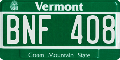 VT license plate BNF408