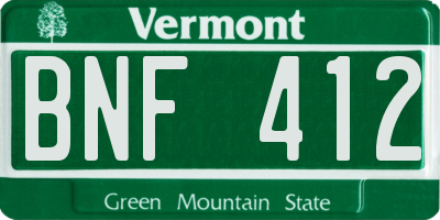 VT license plate BNF412