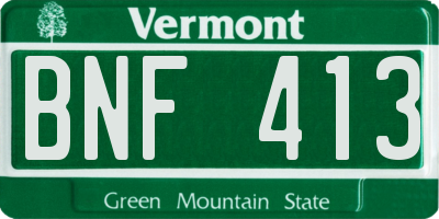 VT license plate BNF413