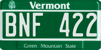 VT license plate BNF422