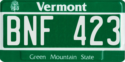 VT license plate BNF423