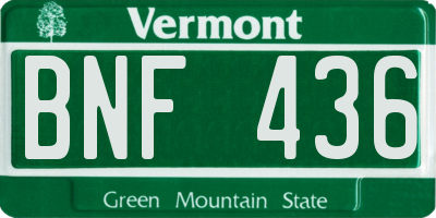 VT license plate BNF436