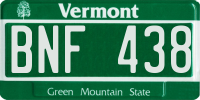 VT license plate BNF438