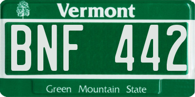 VT license plate BNF442
