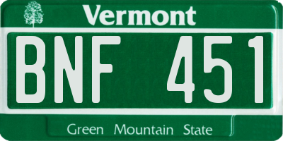 VT license plate BNF451