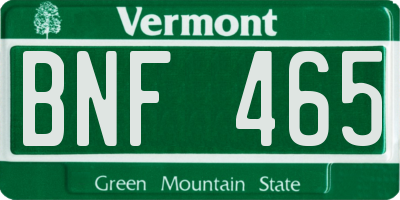 VT license plate BNF465