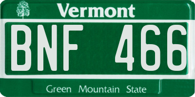 VT license plate BNF466