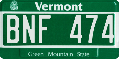 VT license plate BNF474