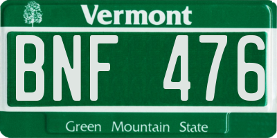 VT license plate BNF476