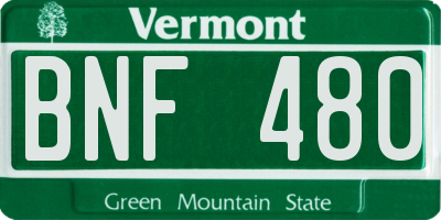 VT license plate BNF480
