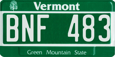 VT license plate BNF483