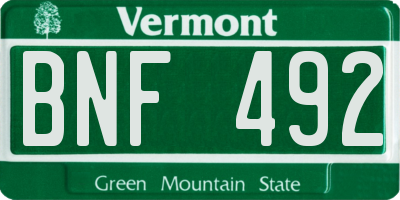 VT license plate BNF492