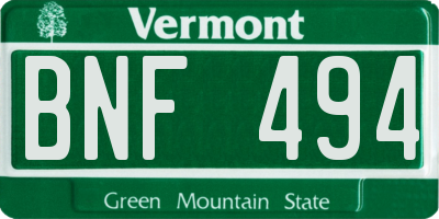 VT license plate BNF494