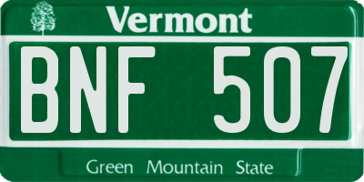 VT license plate BNF507