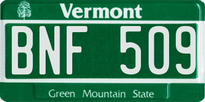 VT license plate BNF509