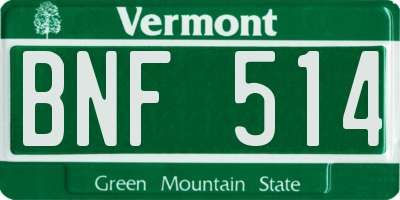 VT license plate BNF514