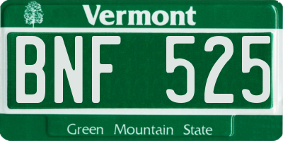 VT license plate BNF525