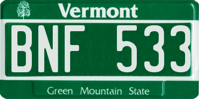 VT license plate BNF533