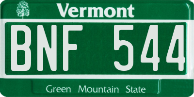 VT license plate BNF544