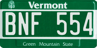 VT license plate BNF554