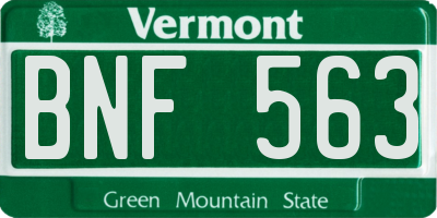 VT license plate BNF563