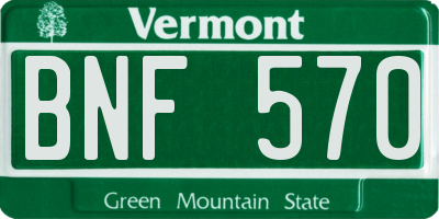 VT license plate BNF570
