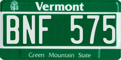 VT license plate BNF575