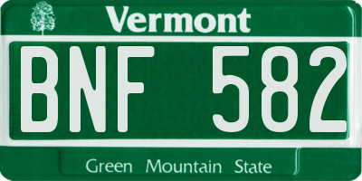 VT license plate BNF582