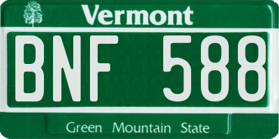 VT license plate BNF588