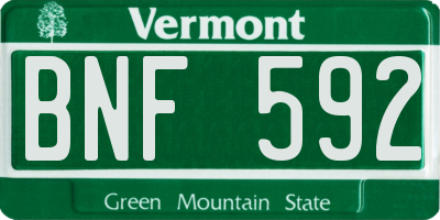 VT license plate BNF592