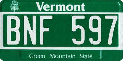 VT license plate BNF597