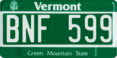 VT license plate BNF599