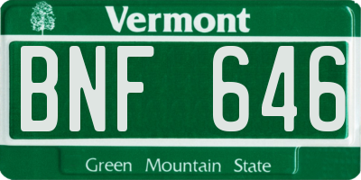 VT license plate BNF646