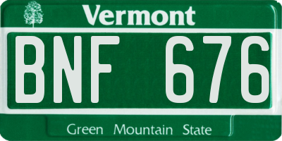 VT license plate BNF676