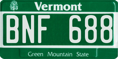 VT license plate BNF688