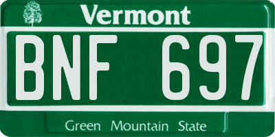 VT license plate BNF697