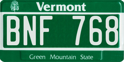 VT license plate BNF768