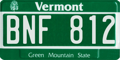 VT license plate BNF812