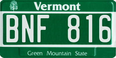 VT license plate BNF816