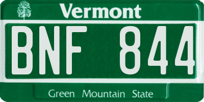 VT license plate BNF844