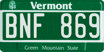 VT license plate BNF869